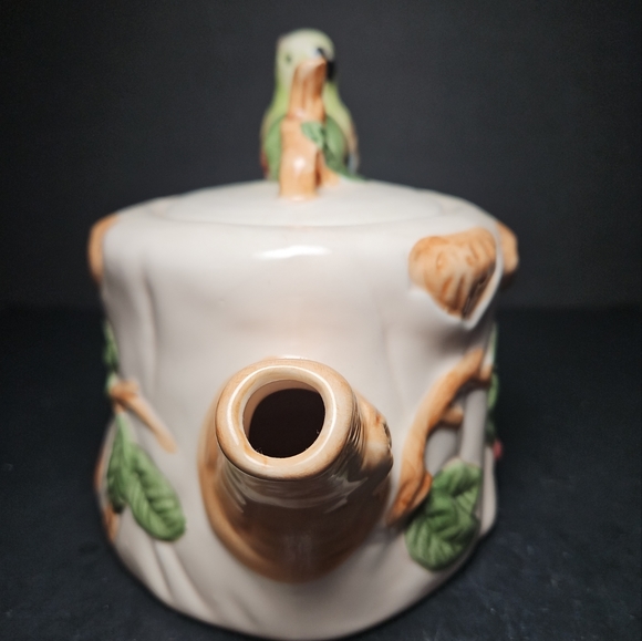 Vintage Ceramic Majolica Style Teapot With Cockatoo Bird Handle - Picture 4 of 8